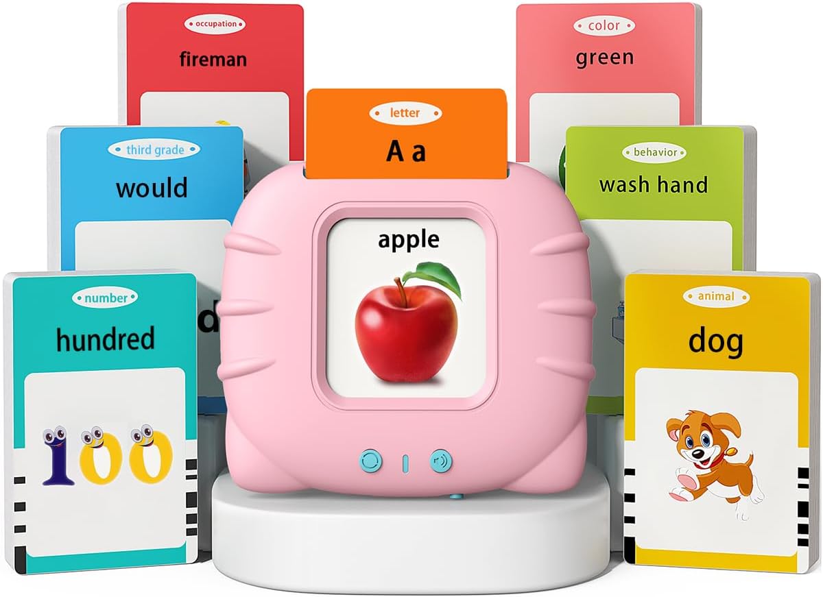 Kidzdo Educational Learning Toys for Toddlers, 540 Sight Words Talking Flash Cards with Music, Montessori Pocket Speech Therapy Toys, Teaching/Birthday Gifts for Ages 2 3 4 5 Years Old Girls (Pink)