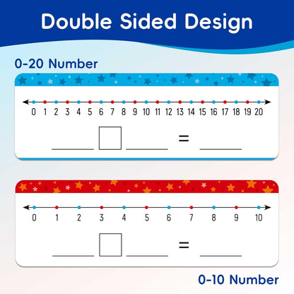 Jauisus 30 Pack Dry Erase Number Line Whiteboard Card 4”x12” Double Sided Dry Erase Board 0-10 on One Side 0-20 on Other Side, Home Teacher Classroom Must Haves Math White Board
