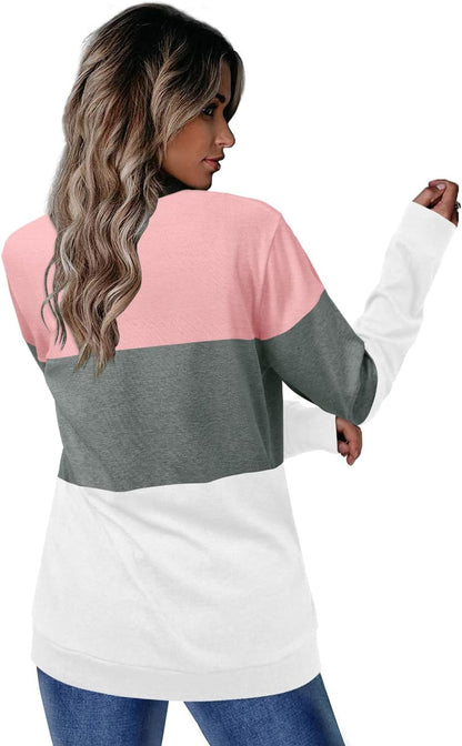 CRAZY GRID Womens Trendy Long Sleeve Shirts Casual Loose Soft Sweatshirt Fall Tops