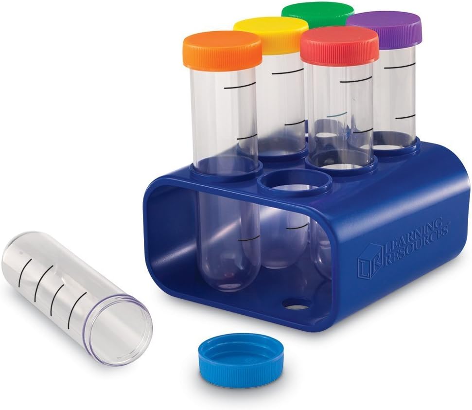 Learning Resources Primary Science Jumbo Test Tubes with Stand, Set of 6 Tubes, Ages 3+