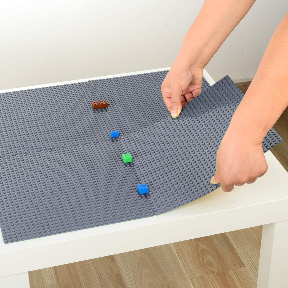 MIMAX Peel-and-Stick Baseplates 10PCS (10"x10"), Toy Building Brick Blocks Base Plates, Self Adhesive Baseplate for All Major Brands, Build On Table Wall (Black & White & Blue & Green & Light Gray)