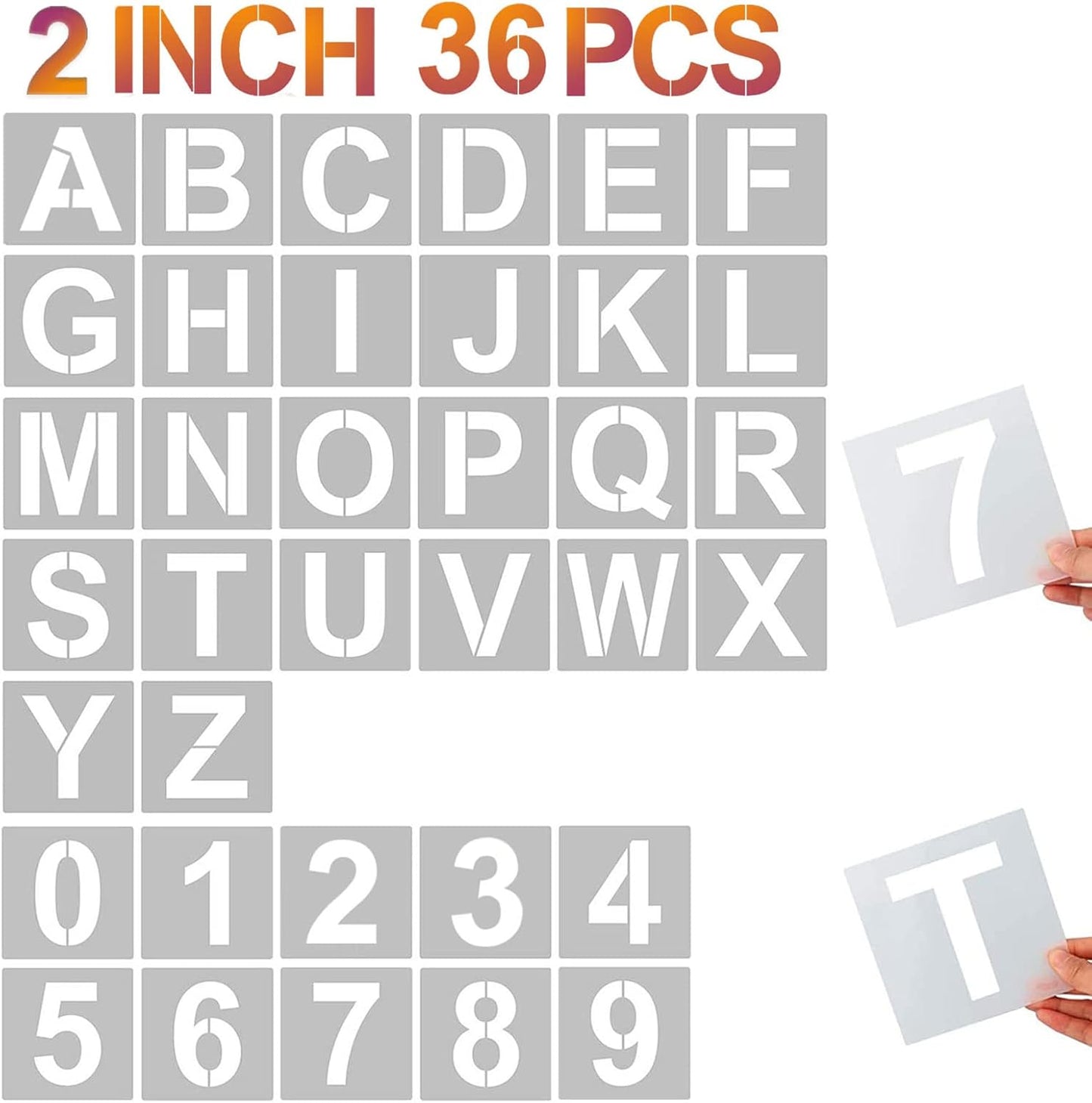 4 Inch Letter Stencils and Numbers, 36 Pcs Alphabet Art Craft Stencil, Reusable Plastic Templates for Wood, Wall, Fabric, Rock, Signage (4 Inch)