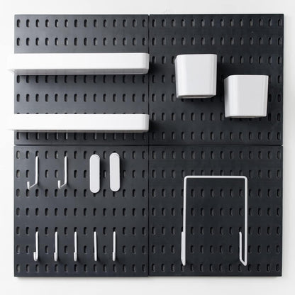 MULSAME Pegboard Combination Kit, Wall Mounted Storage Set with 8 Pegboards & 32 Accessories Hanging, White Peg Boards Organizer for Walls Display, Crafts Organization, Kitchen Organizer, 22" x 44"