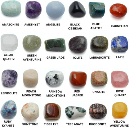 24 Polished Tumble, Rock and Mineral Collection, Crystals and Rock Collector Gifts, Rock and Crystal Kit