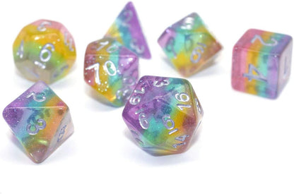 Polyhedral DND Dice Set RPG Rainbow Dice for Dungeons and Dragons(D&D) Role Playing Game,MTG,Pathfinder,Table Game,Math Games Dice Set with Dice Pouch