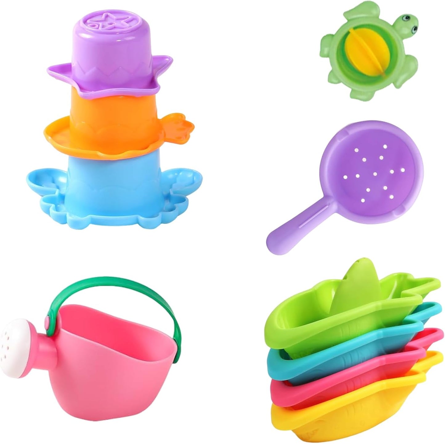 Colorful Water Play 10Pcs Toddler Sand Tools for Beach, Pool Sensory Learning Activities Sand and Water Toy