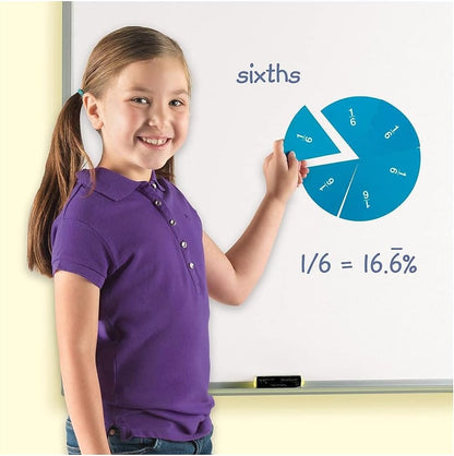Learning Resources Double-Sided Magnetic Fraction Circles, Sticks to Whiteboard and Chalkboard, Teacher Math Classroom accessories Ages 6+