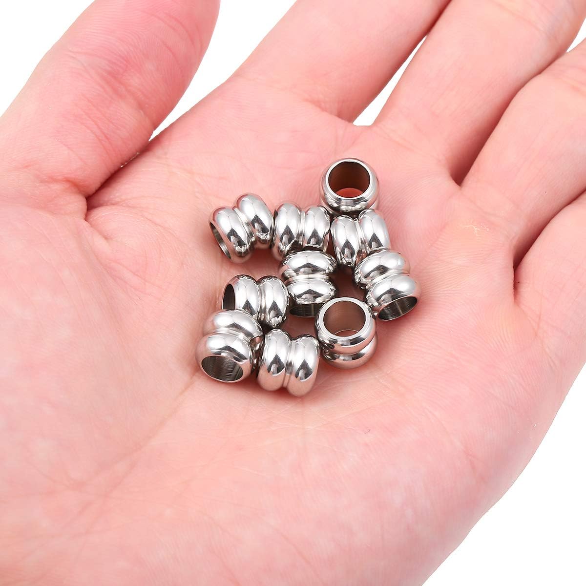 BEADIA Stainless Steel Spacer Beads 3x2.5mm Round Loose Charm Caps Beads for DIY Jewelry Making 100pcs with 1mm Hole