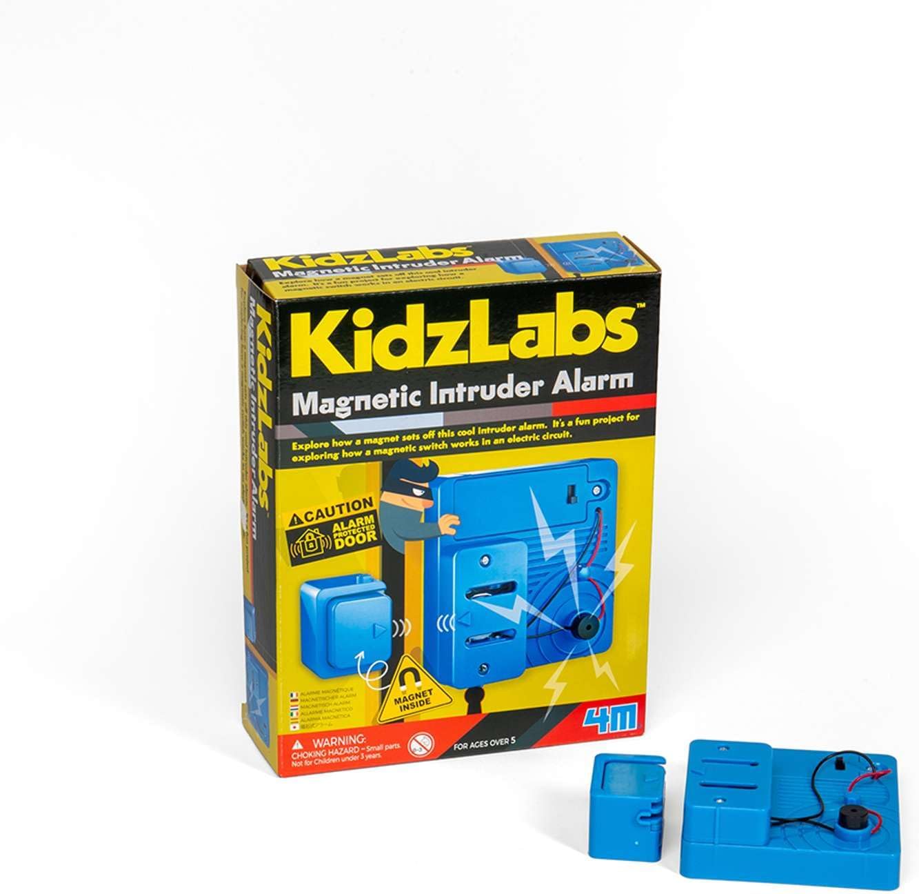 4M Kidzlabs Magnetic Intruder Alarm, Explore How a Magnet Sets Off an Alarm, STEM Toys for Boys and Girls 5+