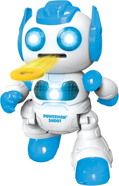 LEXiBOOK Powerman Max - Remote Control Walking Talking Toy Robot STEM Programmable Dances Sings Telling 10,000 Stories 300+ Learning Quiz Shooting Discs and Voice Repeat for Kids 4+ - ROB80EN, White