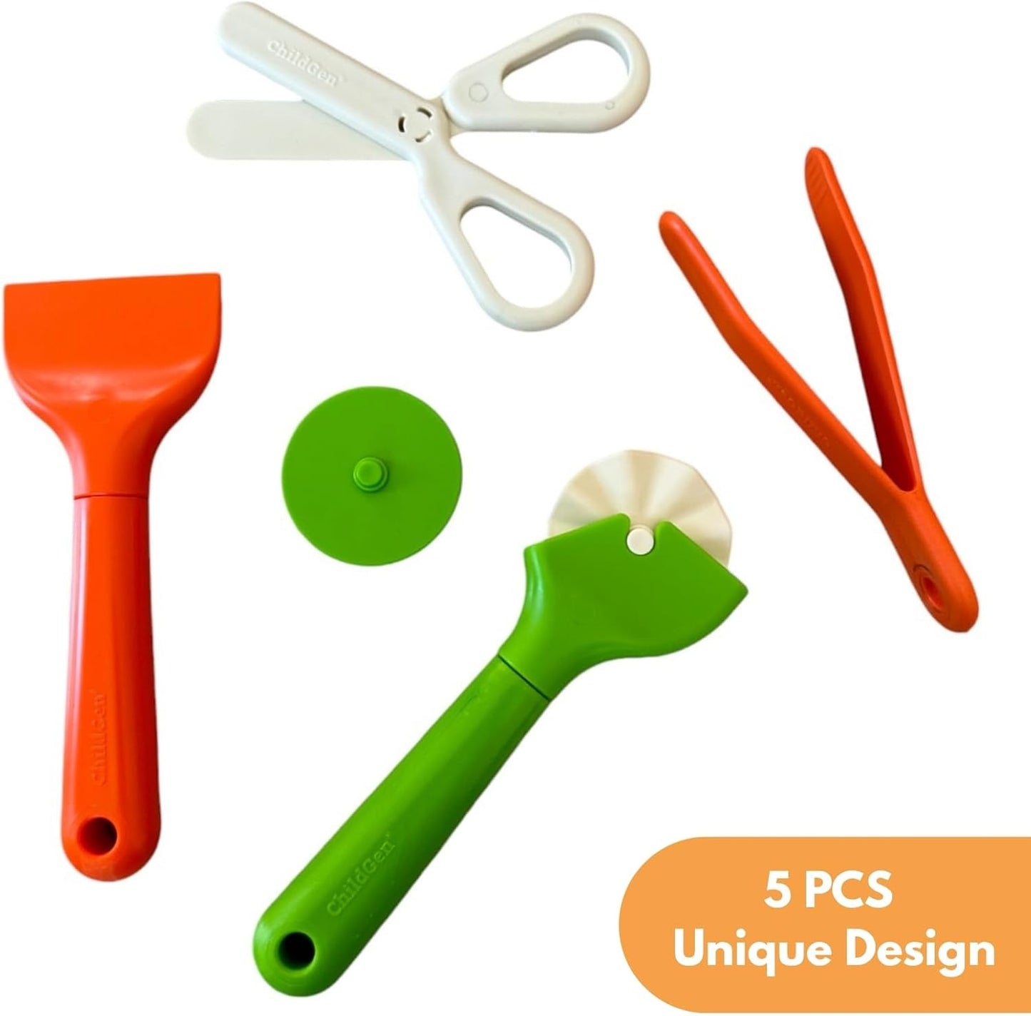 Childgen Play Dough Tools Set for Kids 6 Piece Modeling Clay Tools Kit with Cutter Roller, Scissors, Spatula & Tongs Creative Sensory Play Dough Accessories for Toddlers & Preschoolers
