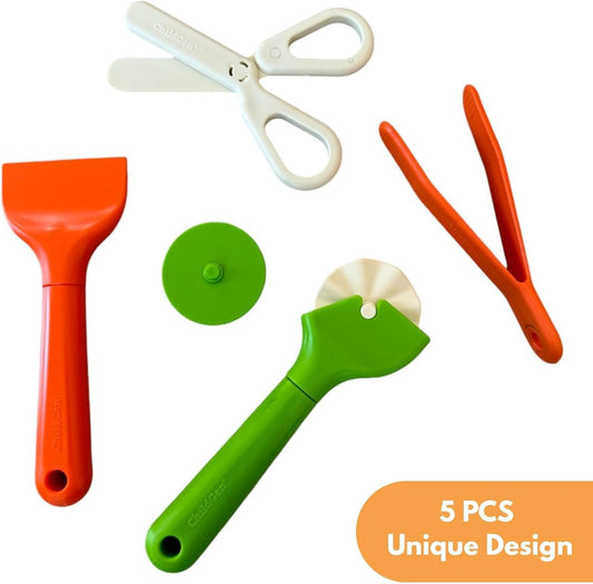 Childgen Play Dough Tools Set for Kids 6 Piece Modeling Clay Tools Kit with Cutter Roller, Scissors, Spatula & Tongs Creative Sensory Play Dough Accessories for Toddlers & Preschoolers