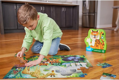 Crocodile Creek 36-Piece Jigsaw Floor Puzzle - Shark Reef - for Kids Ages 3-5 - Heavy-Duty Shaped Box for Storage - 24" W x 18" H Finished