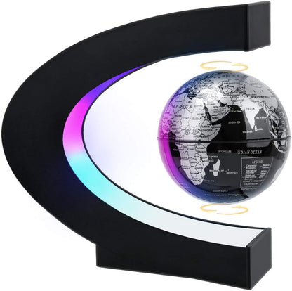 MOKOQI Magnetic Levitating Globe with LED Light, Cool Tech Gift for Men Father Boys and Girls, Birthday Gifts for Kids, Floating Globes World Desk Gadget Decor in Office Home Display (Silver)