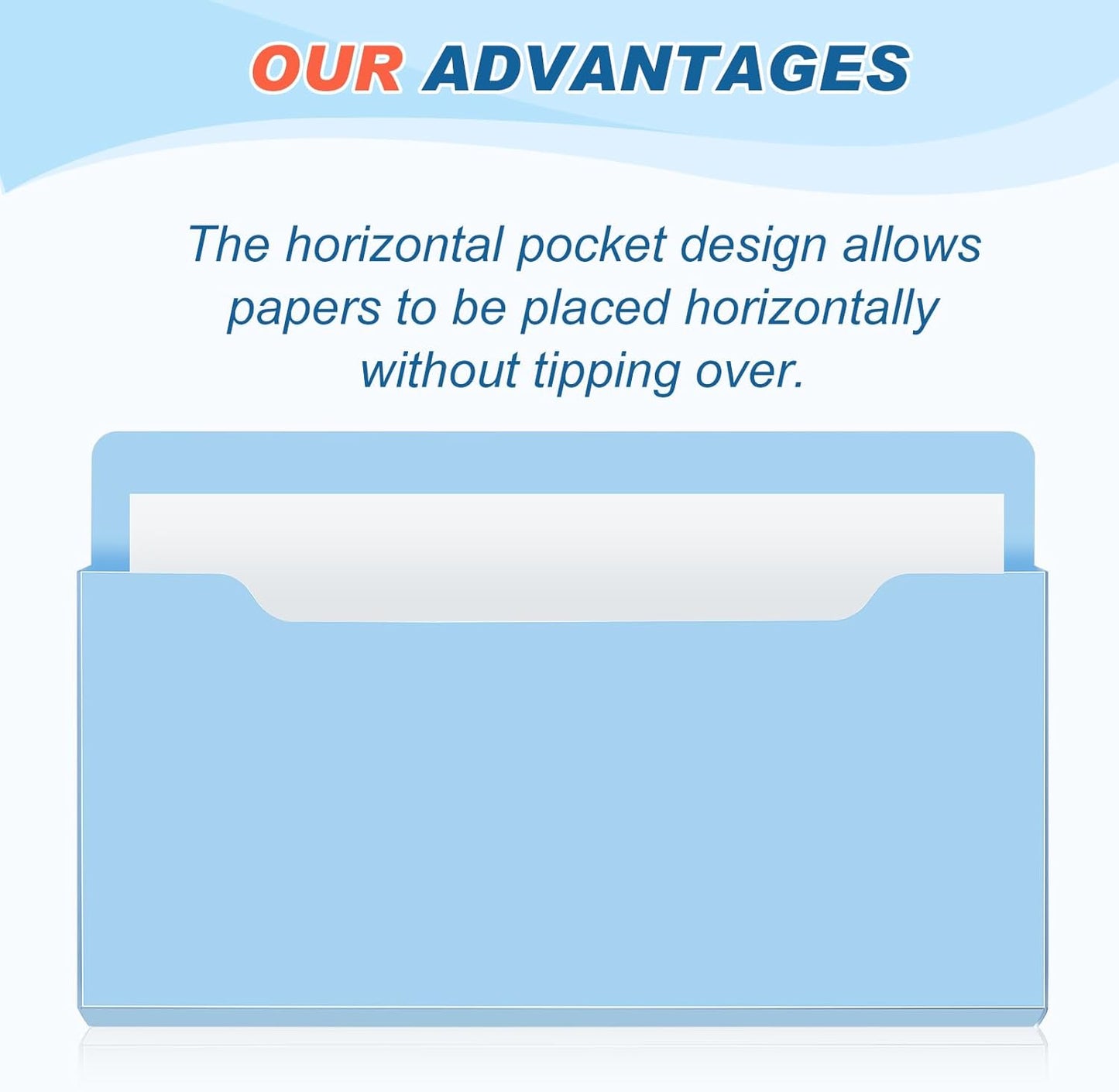 Fuutreo 6 Pcs Magnetic Wall File Organizer Magnetic Wall File Holder Refrigerator Magazine Holder for Mail Letters Paper(Aqua Green,Vertical-large)