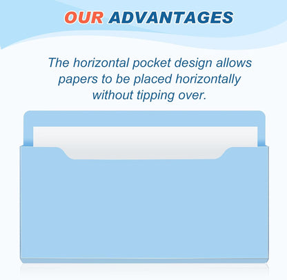 Fuutreo 6 Pcs Magnetic Wall File Organizer Magnetic Wall File Holder Refrigerator Magazine Holder for Mail Letters Paper(Aqua Green,Vertical-large)