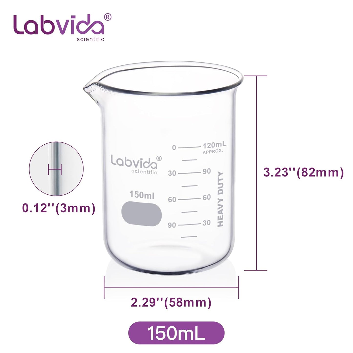 12pcs 50ml Upgrated Thick Glass Beakers, Shot Glass Beaker set, 3.3 Boro Griffin Low Form, Double Scale, LVA003