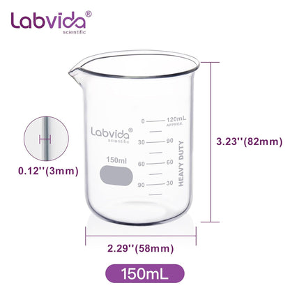 12pcs 50ml Upgrated Thick Glass Beakers, Shot Glass Beaker set, 3.3 Boro Griffin Low Form, Double Scale, LVA003