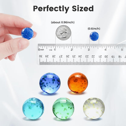 SallyFashion 25 PCS Glow in The Dark Marbles, Bulk Luminous Colorful Glass Marbles for Kids Marble Run Games