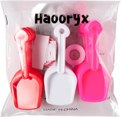 Haooryx Valentine's Day Shovels Toy Gift Set - Plastic Shovel Toy White Red Pink Mini Sand Scoop Shovel Toys Valentines Party Gift 18Set Shovels I Dig You Stickers Labels Clear Bags and 1 Heart Ribbon