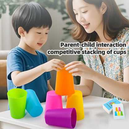 Quick Cups Games for Kids Intellectual Flying Stack Cups,Stacking Cups Games Parent-Child Interactive Game with 24 Picture Cards, 30 Cups