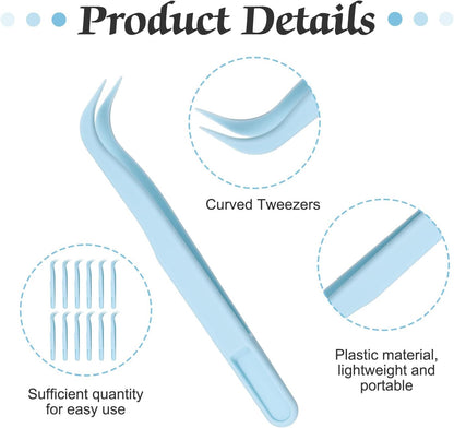 Ymapinc 12 Pcs Plastic Tweezers for Crafting, Bead Craft Tweezers, Plastic Tongs, Art Tweezer for Jewelry Making,Crafts & Baking