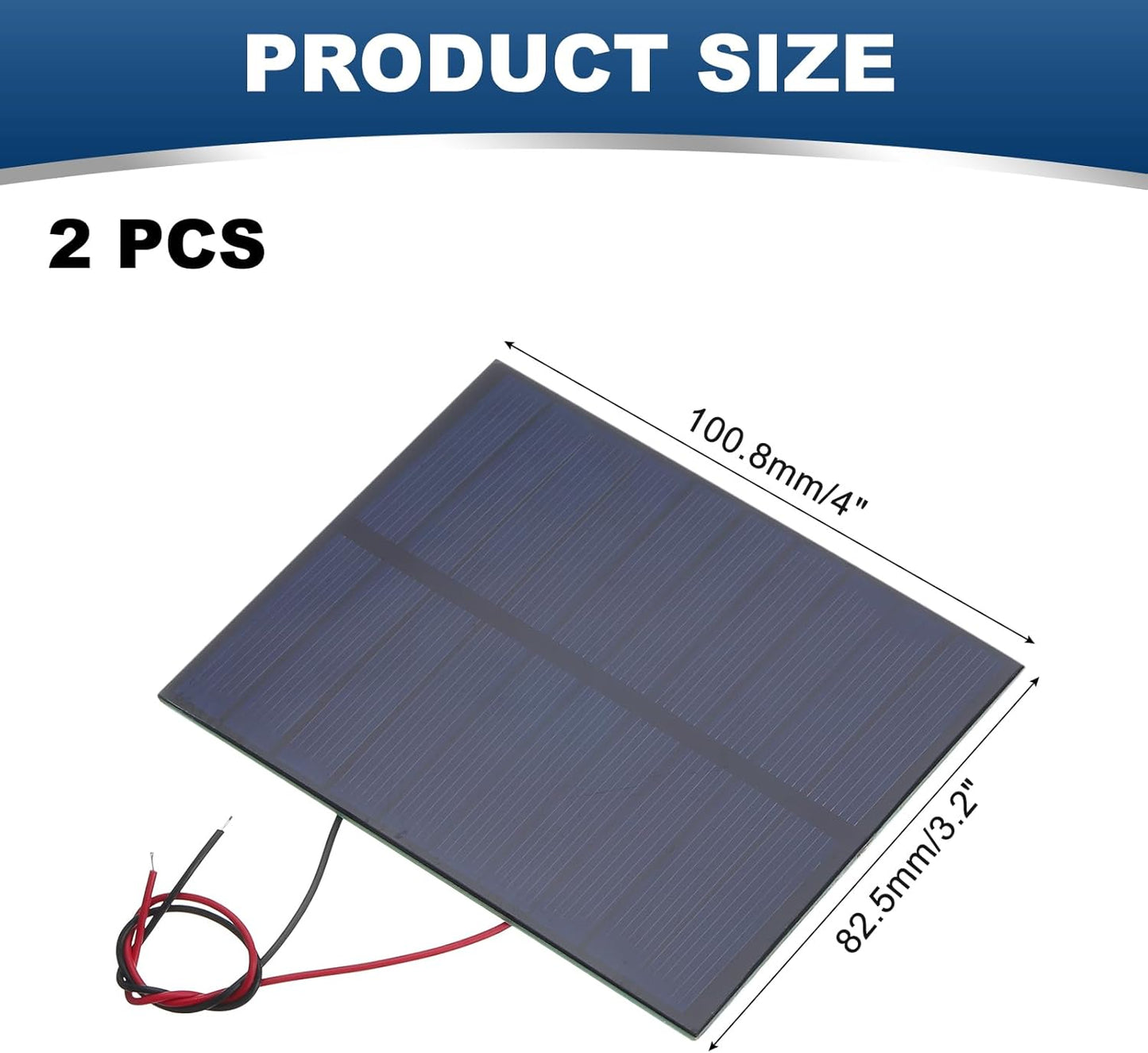 MECCANIXITY 2 Pcs 5.5V 0.44W 70mA Mini Solar Panels, Small Polycrystalline Solar Cell Panel with 2 Cable for DIY Electric Toy Materials Kits Charger, 60mm x 60mm