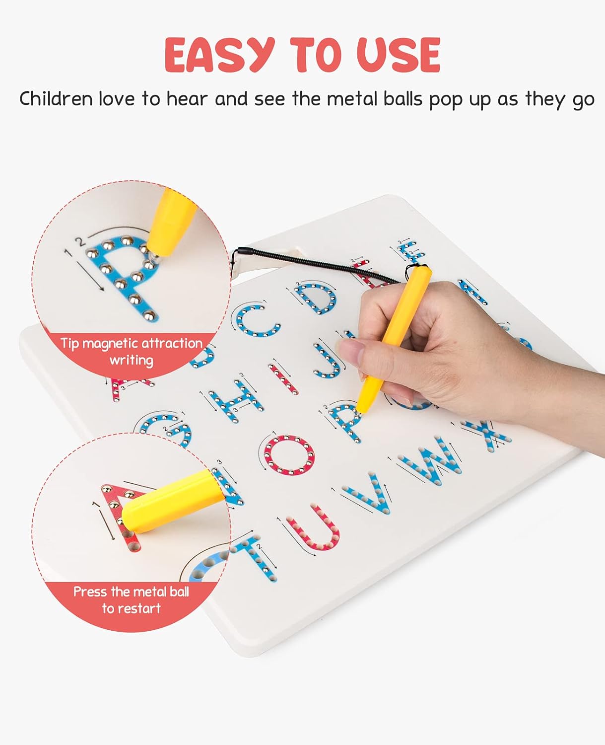GAMENOTE Double Sided Magnetic Letter & Number Board Set - Alphabet & Numbers Tracing Board for Toddlers, ABC Uppercase & Lowercase Practicing, Math Learning, Educational Toys for Kids