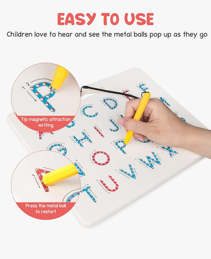 GAMENOTE Double Sided Magnetic Letter & Number Board Set - Alphabet & Numbers Tracing Board for Toddlers, ABC Uppercase & Lowercase Practicing, Math Learning, Educational Toys for Kids