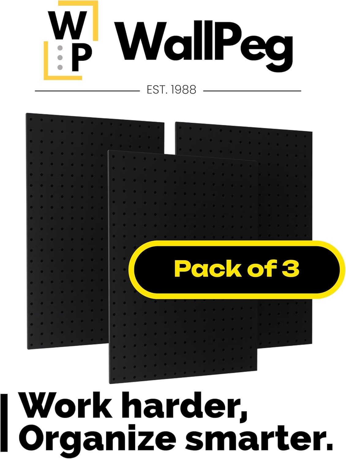 WallPeg 24" x 48" Pegboard Wall Organizer - Kit (PK-312-B) Peg Board Organizer Accessories for Garage pegboard Storage, Tool & Craft Organization with Pegboard. Hooks, and Peg Board Bins
