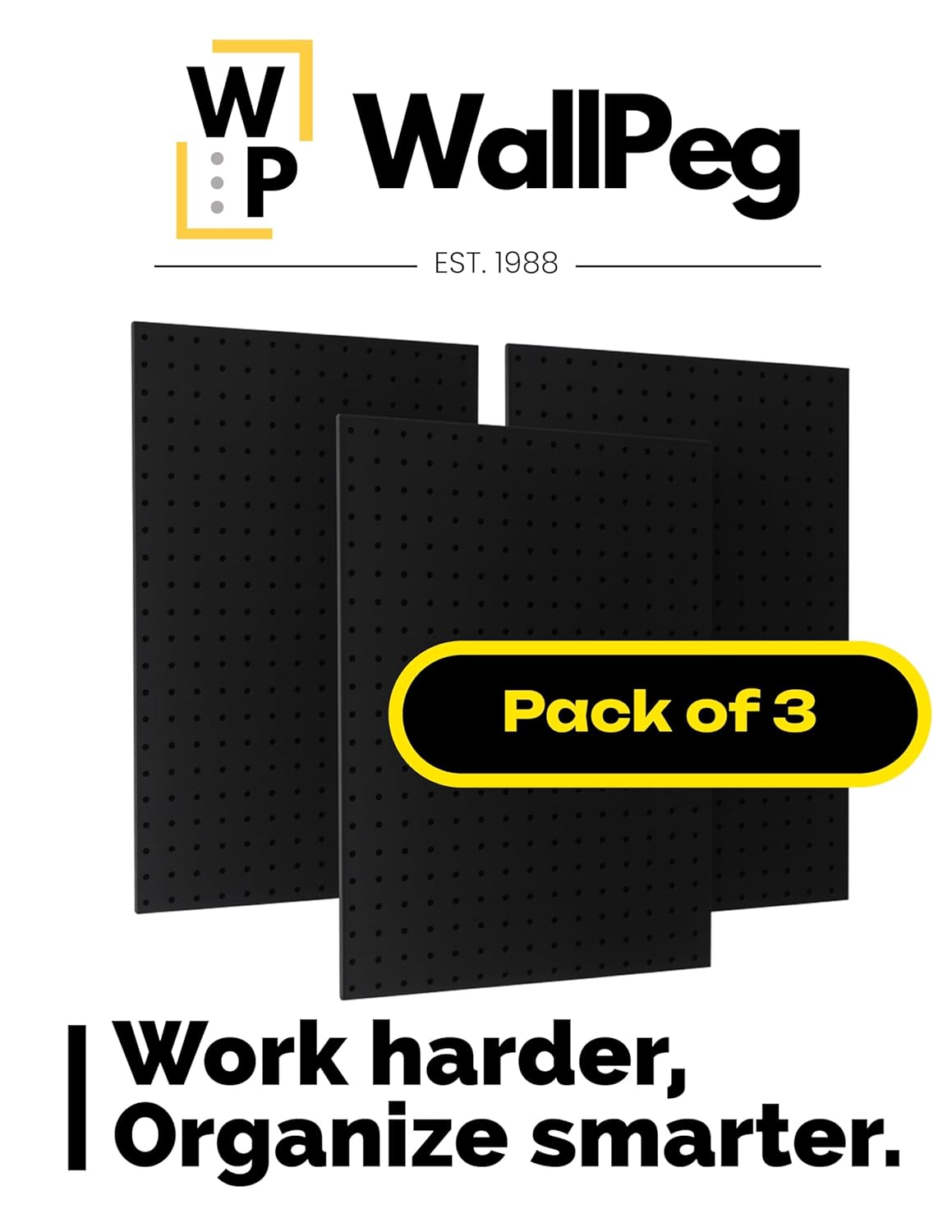 WallPeg Made in USA Pegboard Panels Garage Organization - Wall Storage Kit (PB-2 B) (2) ea - 24" x 16" Peg Board Tool Organizer Panel Set - Garage Organizer Kit