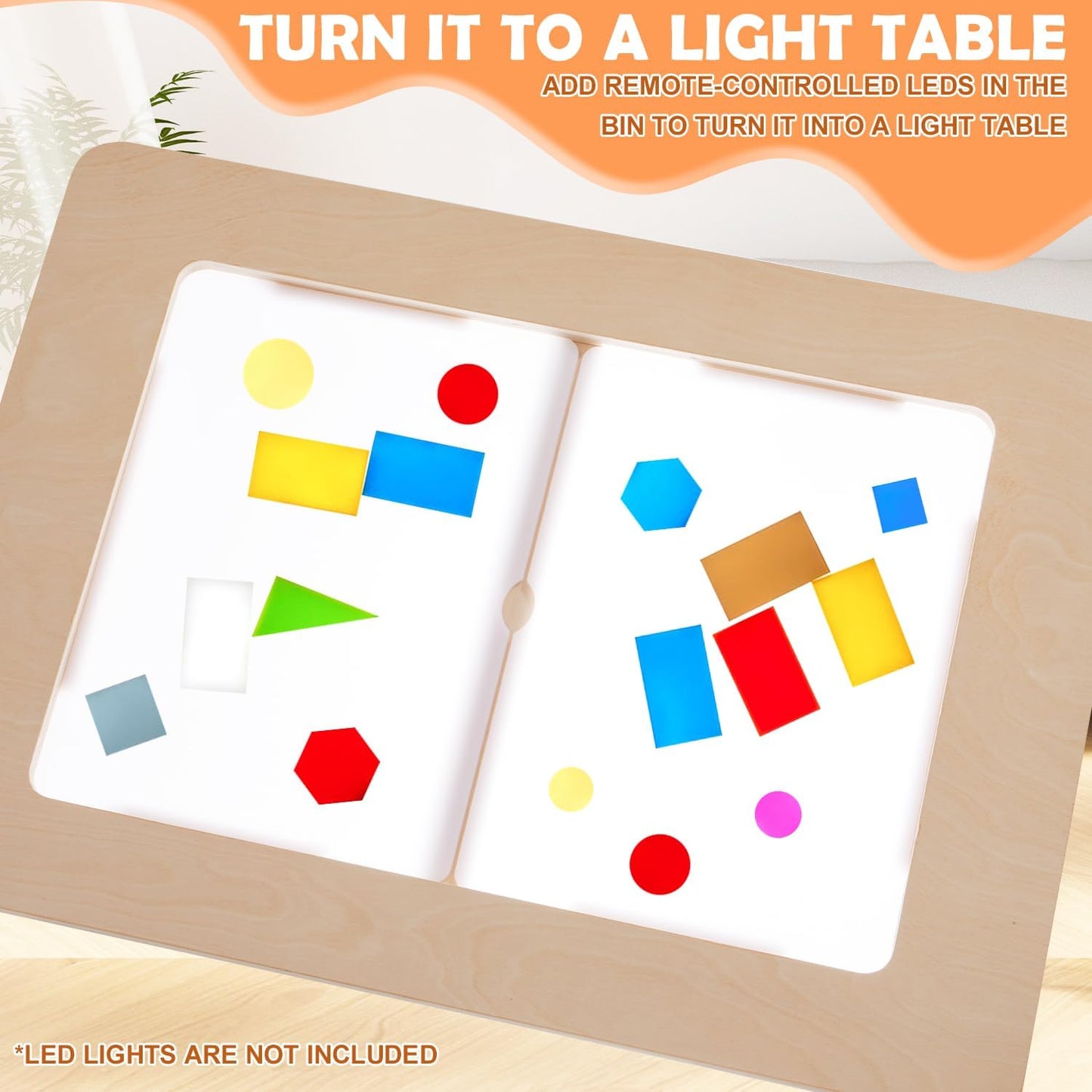 Sensory Play Activity Table for Kids, Foldable Table for Easy Storage with 2 Collapsible Storage Bins and Acrylic Painting Board, Wooden Made