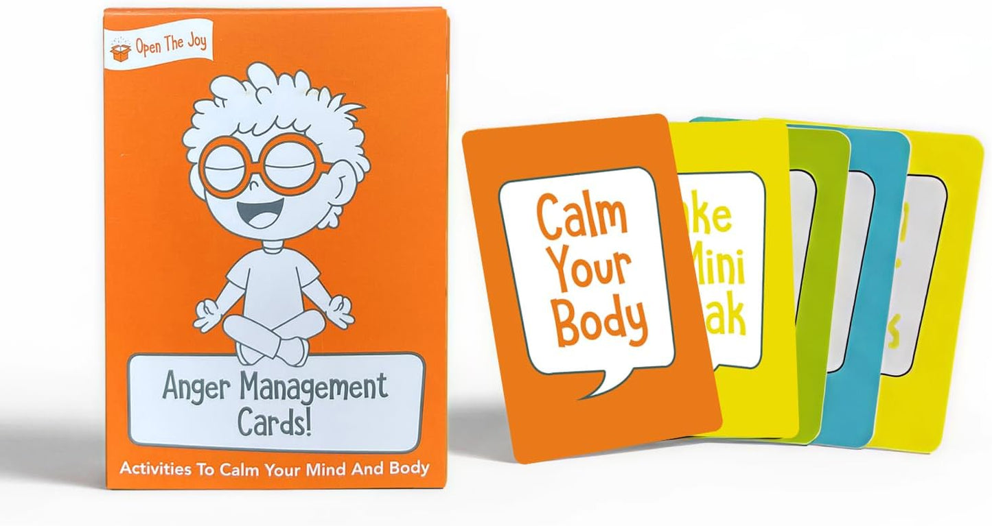 Open The Joy Anger Management Card Game, 50 Prompt Cards, Control Feelings and Increase Emotional Intelligence, Anger Management for Kids Ages 4+