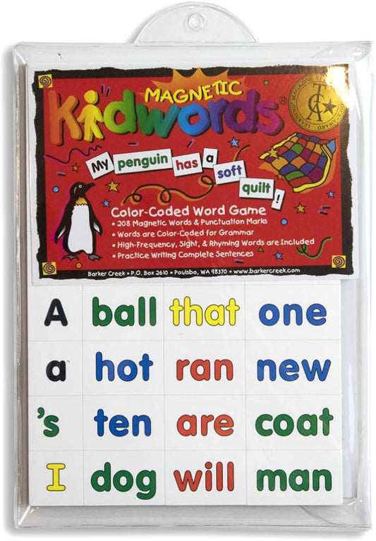 Barker Creek Learning Magnets, Kidwords, for Children, High-Frequency Words Color-Coded for Parts of Speech + Punctuation Marks (2600)