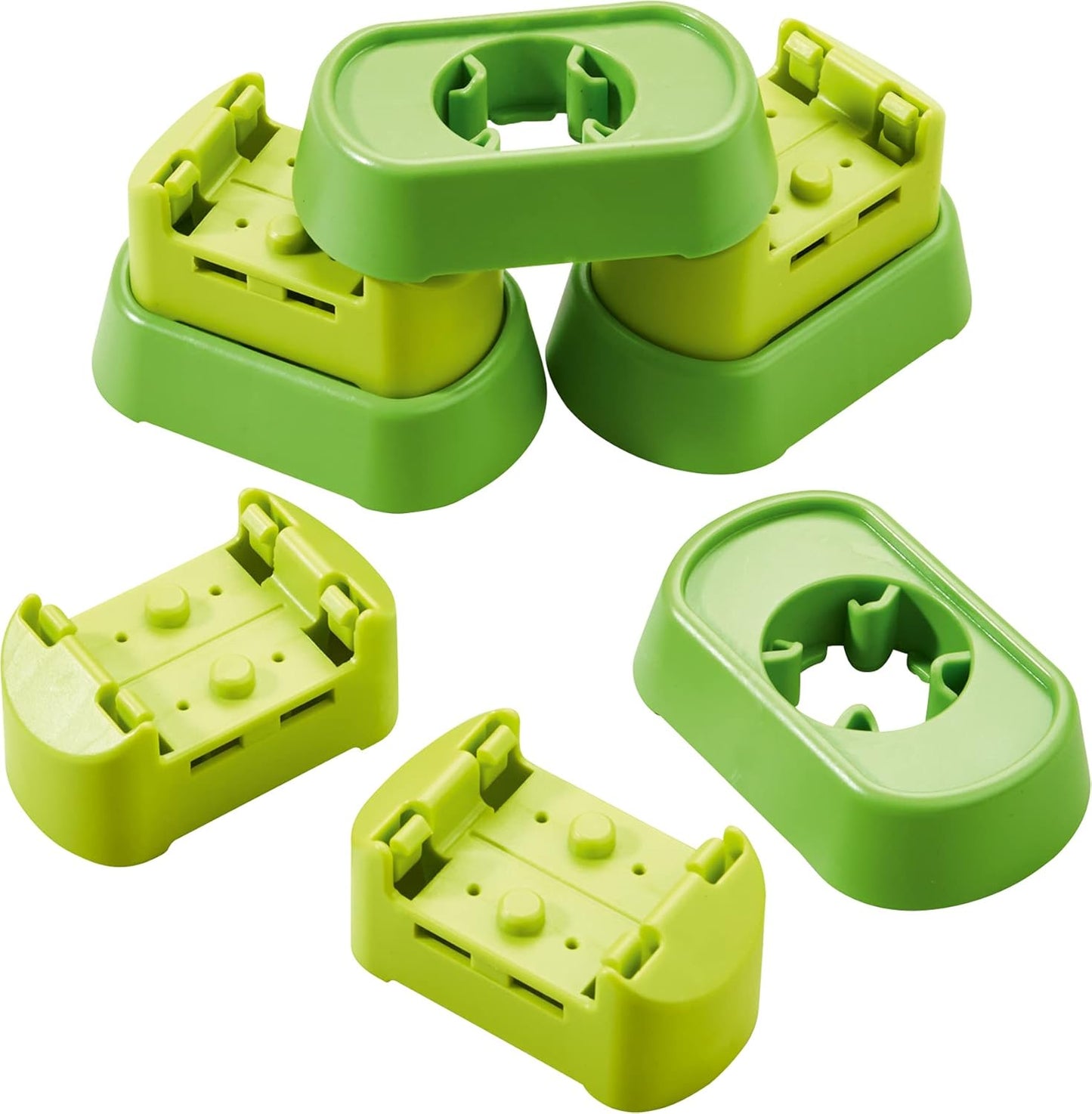 HABA Ball Run Expansion Set, Kullerbu Connectors and Base Building Set for Elevated Marble Runs and Tracks - 8 Piece STEM Toys Accessory Set