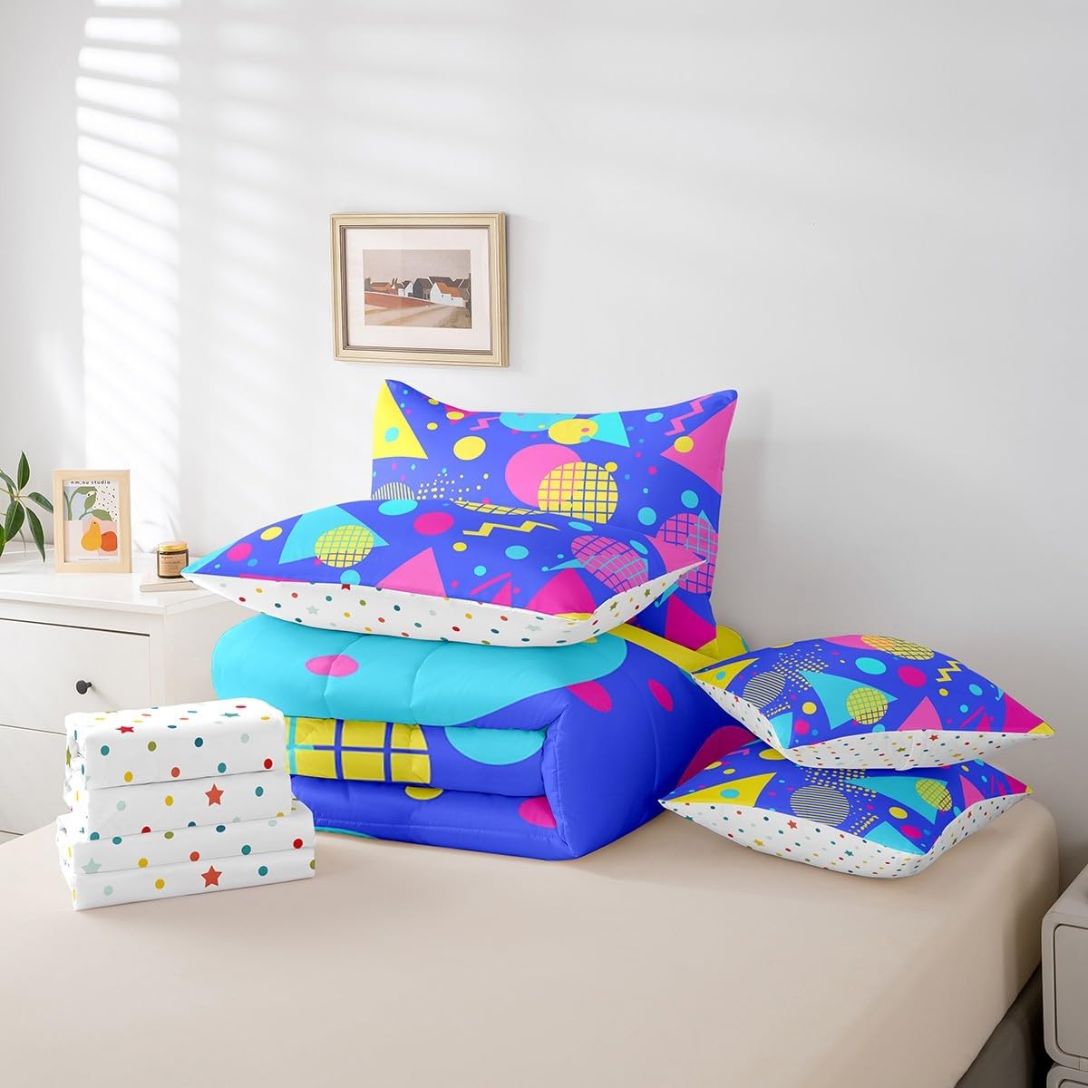 Erosebridal Chemical Equation Bed in a Bag Queen Comforter Set 7 Piece,Chemistry Bedding Sets Science Students Learning Gift Sheet Set with Comforter,Molecular Formula Education Bed Set - Colors B
