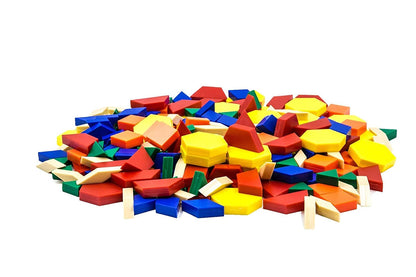 hand2mind Foam Pattern Blocks, Geometric Shapes for Kids, Pattern Play, Toddler Pattern Blocks, Learning Shapes for Kindergarten, 3D Shapes Manipulatives, Sorting Math Blocks (Set of 1,250)