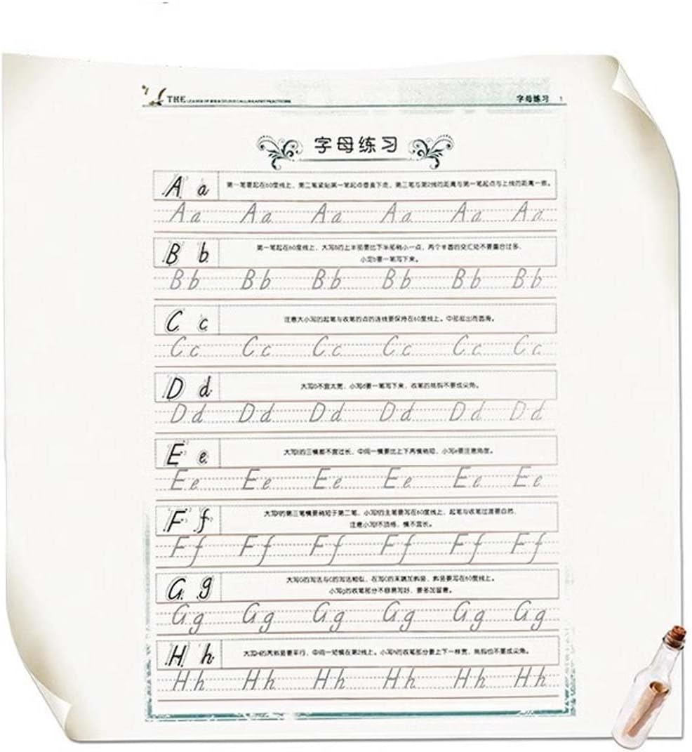 Italic English Practice Copybook, 3D Groove Practice English Calligraphy Copybook Handwriting Practice Book, Letters and Words