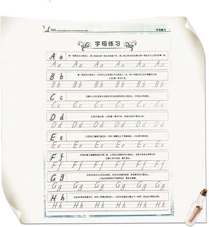 Italic English Practice Copybook, 3D Groove Practice English Calligraphy Copybook Handwriting Practice Book, Letters and Words