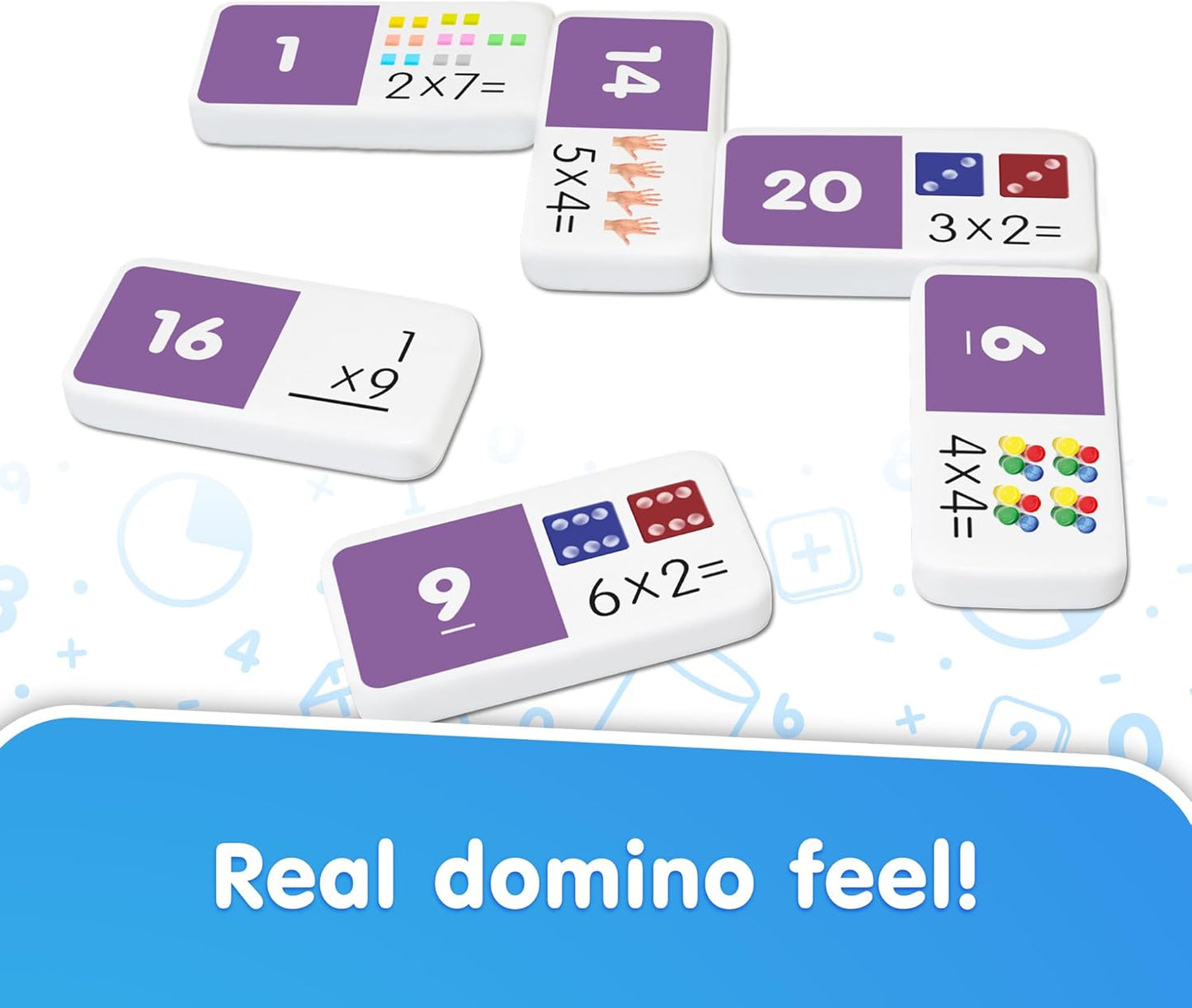 Junior Learning Multiplication Dominoes Game Set, 28 Pieces, Ages 7-9, Math Skills, Grade 2-3