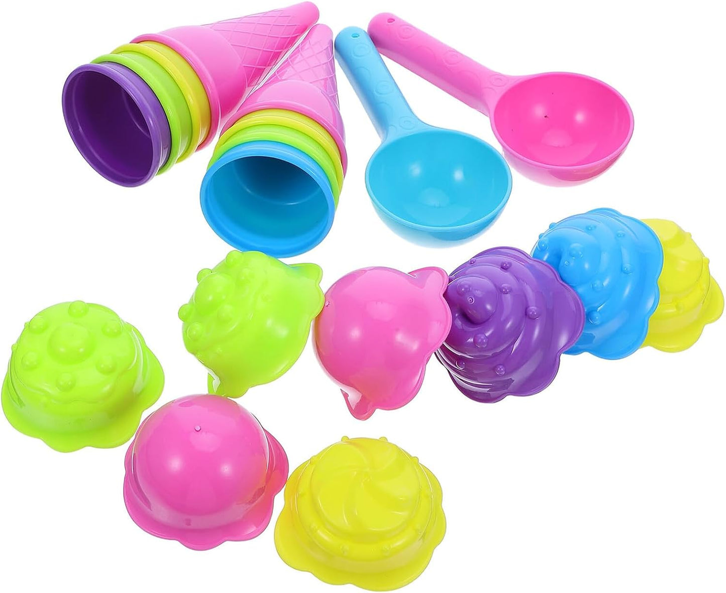 ERINGOGO 2 Sets Ice Cream Cone Sand Molds with Plastic Scoop for Food-grade Beach and Sandbox Multifunctional Indoor Outdoor Playset for Creative Fun