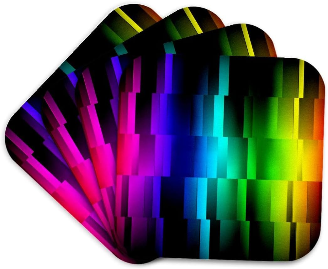 3dRose Prism Fractions a Spectrum of Colors displayed in Geometric Section Set of 8 Ceramic Tile Coasters