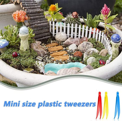 12 Count Plastic Tweezers for Kids,Science Nature Observation Tools for Students Spring Outing (Yellow Blue and Red)