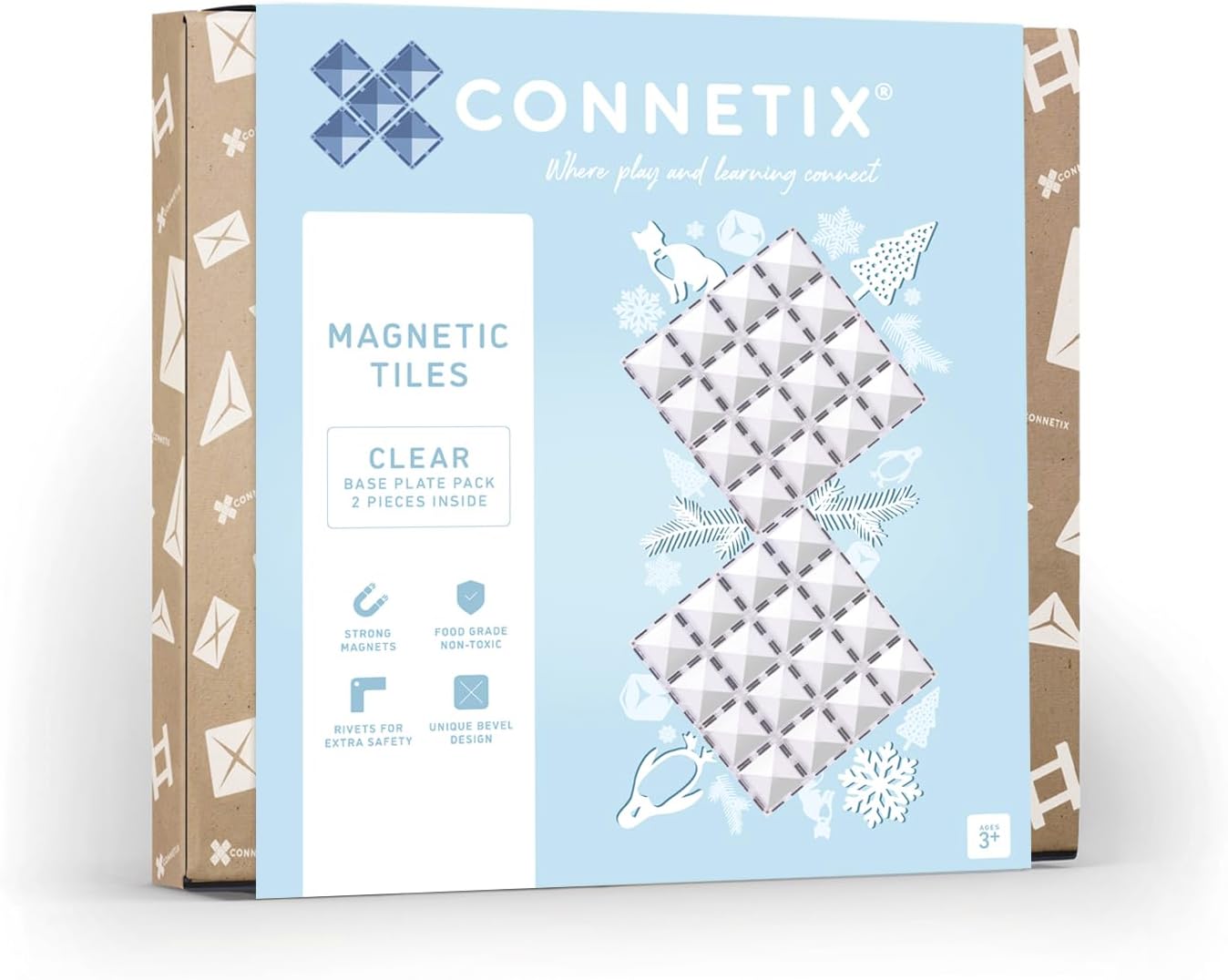 CONNETIX Magnetic Tiles Clear Base Plate Pack, 2 Pieces