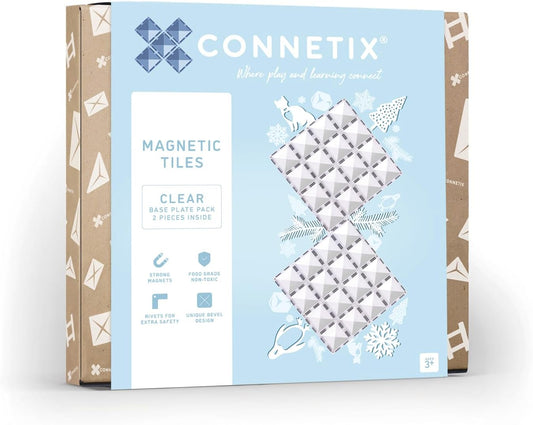 CONNETIX Magnetic Tiles Clear Base Plate Pack, 2 Pieces