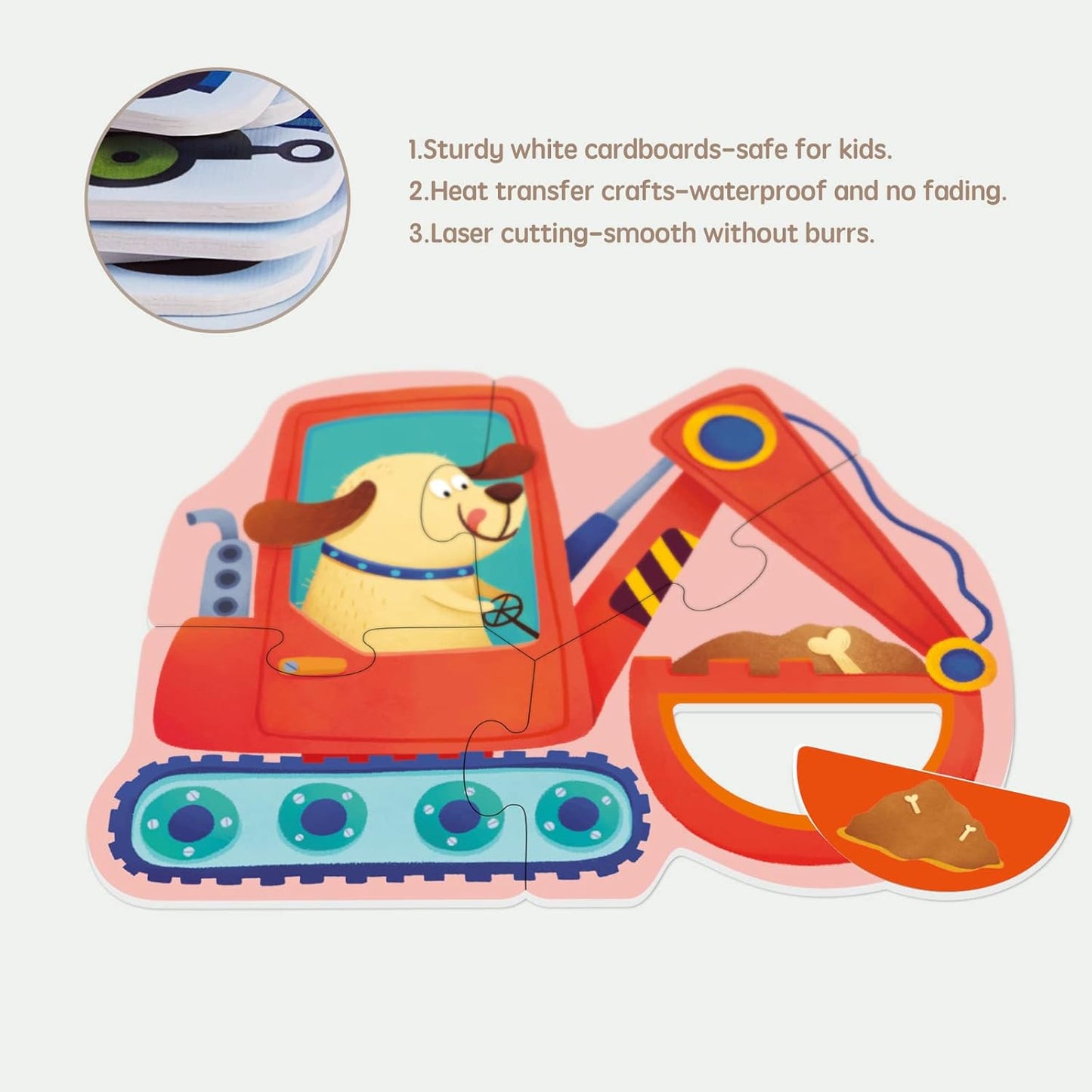Toi 6 Packs Large Piece Toddler Jigsaw Puzzles for Kids Aged 2.5+, Animal Shaped Floor Puzzles for Beginner, Preschool Learning Game for Boys Girls, Traffic