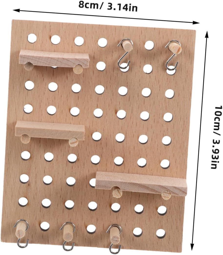 Kisangel 1Set Miniature Wooden Pegboard Dollhouse Organizer Shelf Wall Mounted Storage for Scale Rustic Design with Hooks for Craft Supplies and Accessories