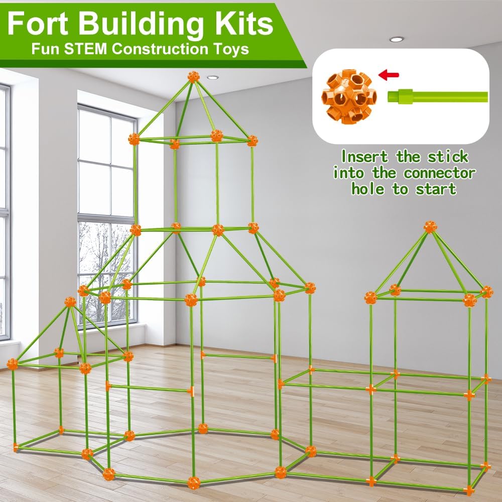 V-Opitos 180 Pack Fort Building Kits for Kids Age 4, 5, 6, 7, 8+ Years Old, Creative STEM Building Toys for DIY Castles, Tunnels, Play Tent, Ideal Christmas, Birthday Gifts for Boys & Girls