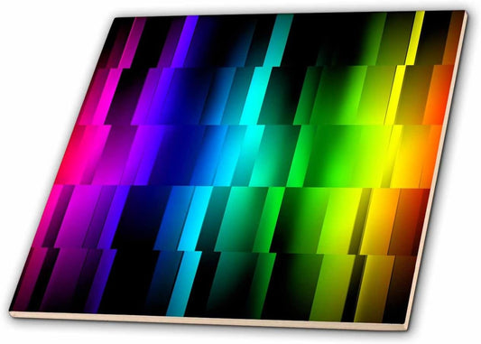3dRose Prism Fractions a Spectrum of Colors displayed in Geometric Section 4 Inch Ceramic Tile