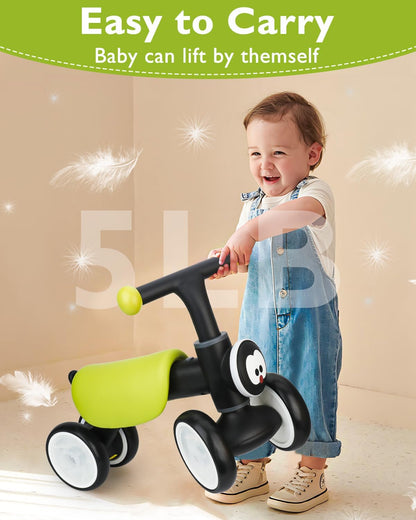 Toddler Toys Balance Bike for 1 Year Old Girl Gifts,4 Wheels Colorful Lighting with Music Baby First Bike,Toddler Girl Toys Balance Bike for 1st 2 Year Old Birthday Gifts